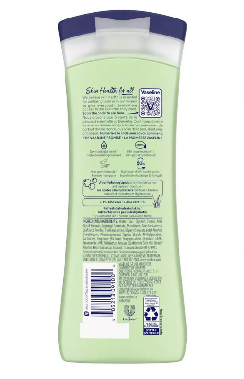 Vaseline Intensive Care Moisturizing Body Lotion with Aloe Vera Soothing Hydration