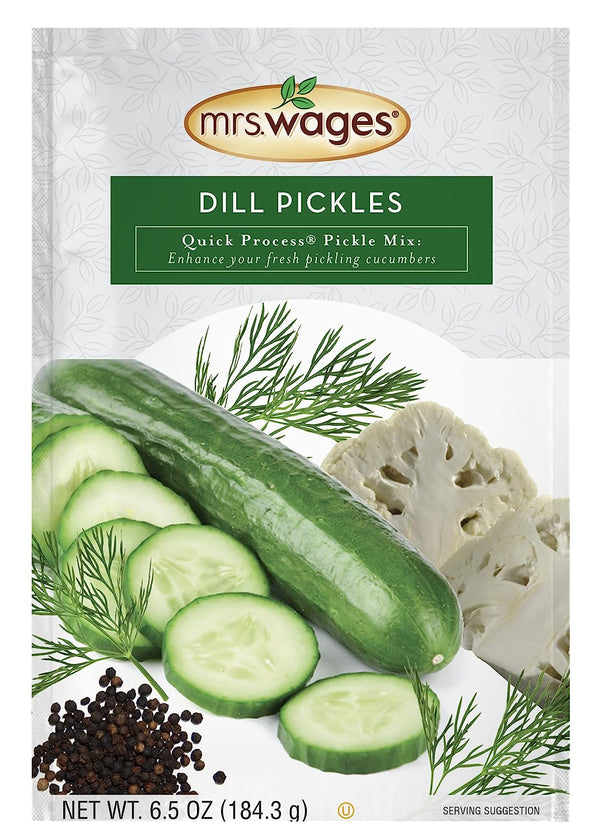 Mrs. Wages Quick Process Dill Pickle Mix for Fresh Pickling Cucumbers, 6.5 Oz (Pack of 6)