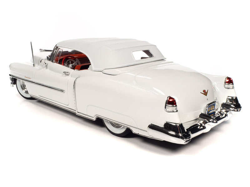 1953 Cadillac Eldorado Soft Top Alpine White with Red Interior 1/18 Diecast Model Car by Auto World