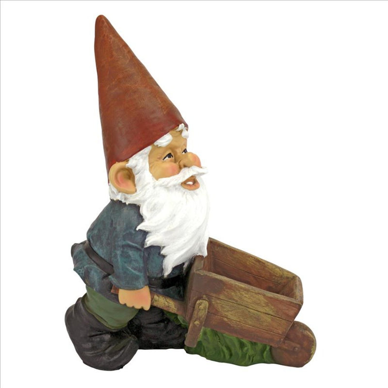 Wheelbarrow Willie Garden Gnome Statue