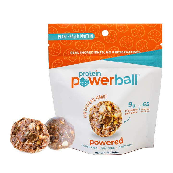 Dark Chocolate Peanut Protein Balls by Protein Power Ball - Single Serve Pack (Pack of 2)