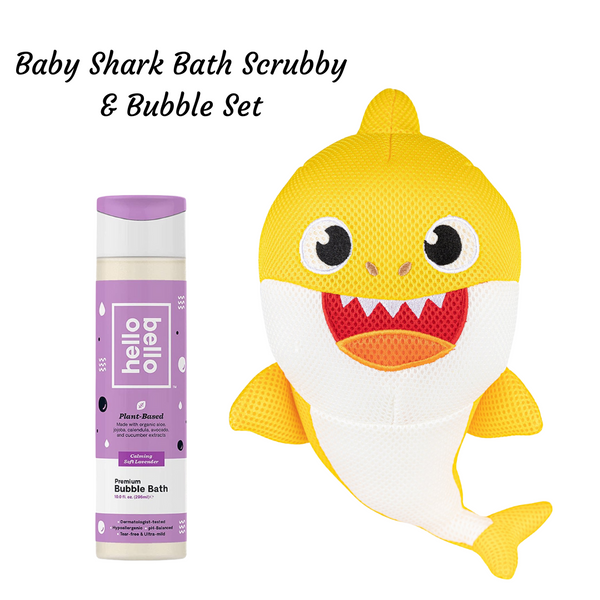 Baby Shark Bath Scrubby and Hello Bello Bubble Bath Set