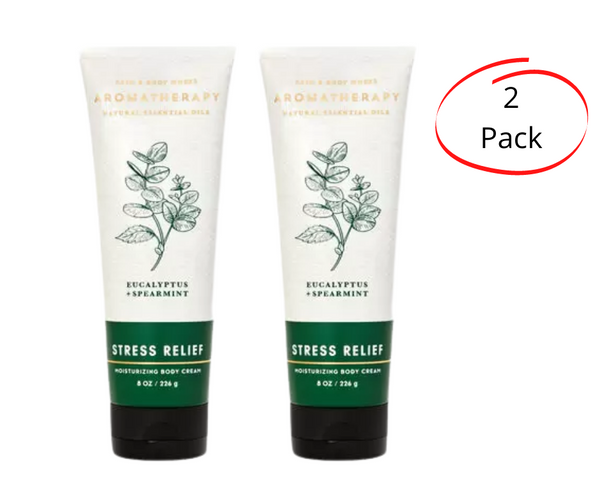 Aromatherapy Stress Relief Eucalyptus & Spearmint Body Cream. 8 oz. (2 Pack)