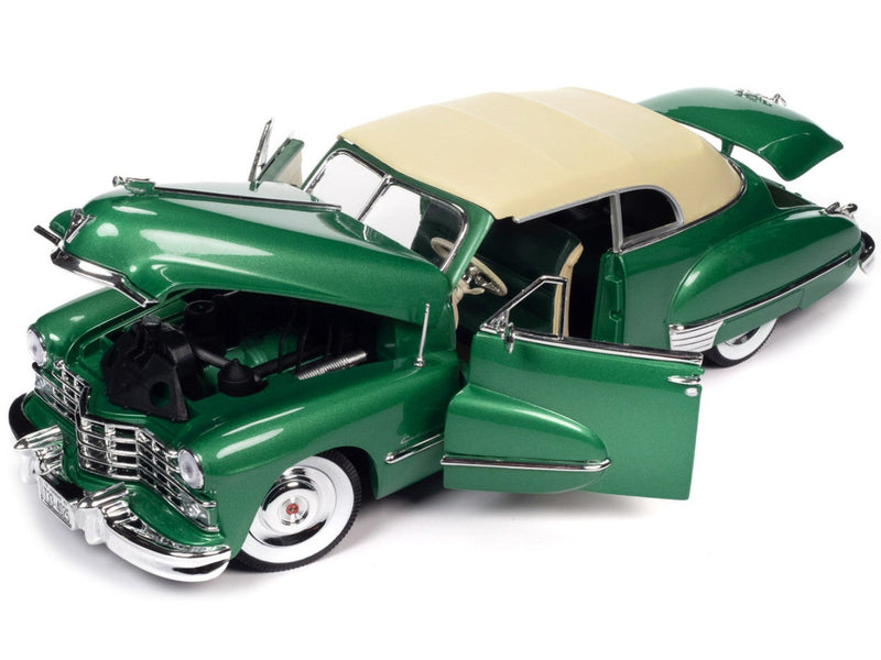 1947 Cadillac Series 62 Soft Top Ardsley Green Metallic with Tan Soft Top 1/18 Diecast Model Car by Auto World