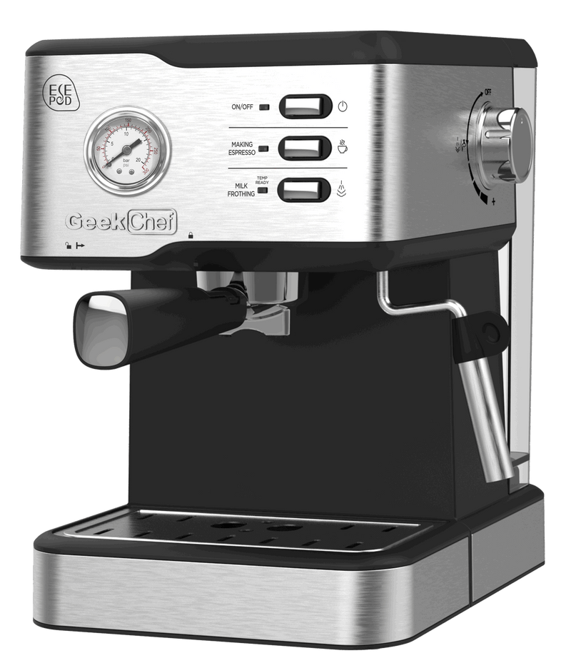 Geek Chef 20 Bar Pump Pressure Coffee Espresso Machine - Silver