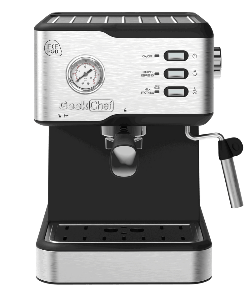 Geek Chef 20 Bar Pump Pressure Coffee Espresso Machine - Silver