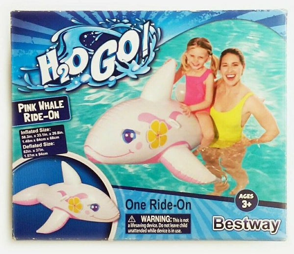 H2O Go Inflatable PINK WHALE RIDE-ON