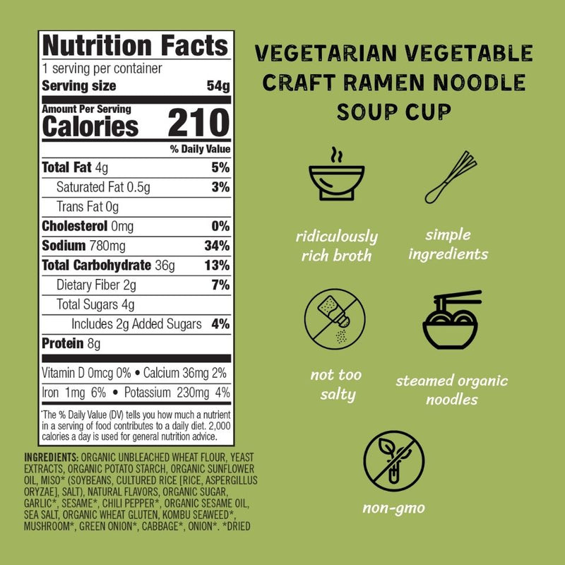 Vegetarian Vegetable Ramen Noodle Soup Cup - Case of 6