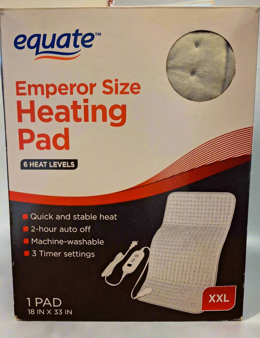 Equate XXL Electric Heating Pad, 6 Heat Settings with Auto Shut off, 18 x 33 in (open box)