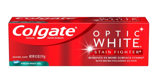 Colgate Optic White Stain Fighter Whitening Toothpaste, Fresh Mint Gel, 4.2 OZ