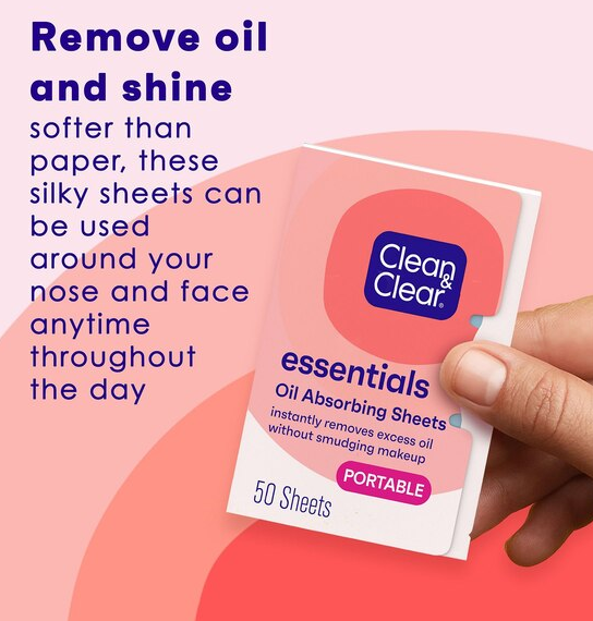Clean & Clear Oil Absorbing Facial Sheets, 50CT