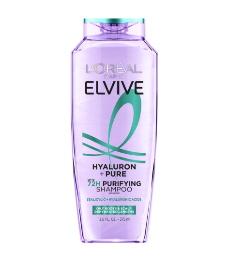 L'Oréal Paris Elvive Hyaluron + Pure 72H Purifying Shampoo with Salicylic + Hyaluronic Acid, 12.6 fl oz