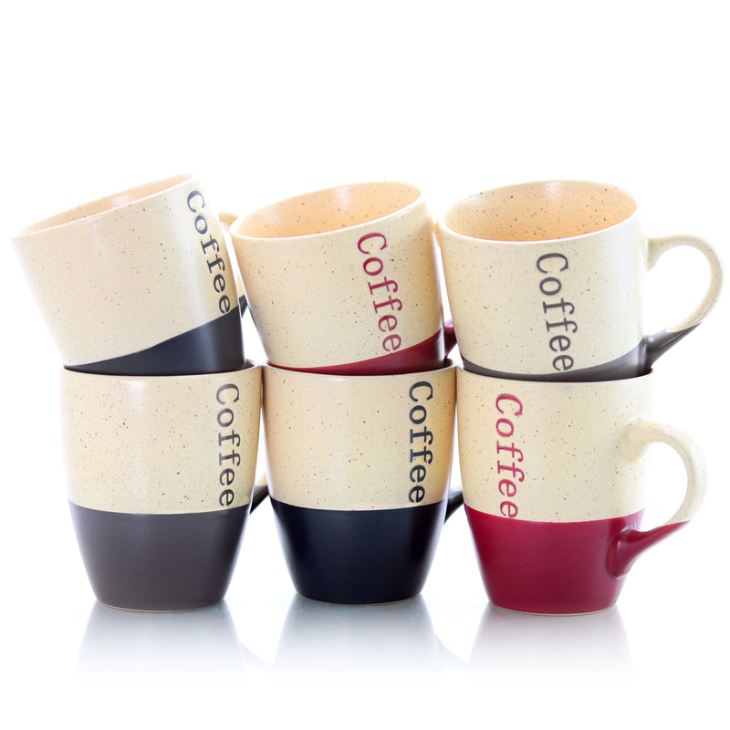 Elama Coffee House 6-piece 12 Oz. Mug Set With Stand, Assorted Colors