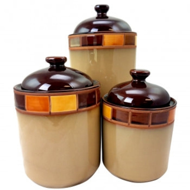 Gibson Casa Estebana 3 Piece Stoneware Storage Canister Set