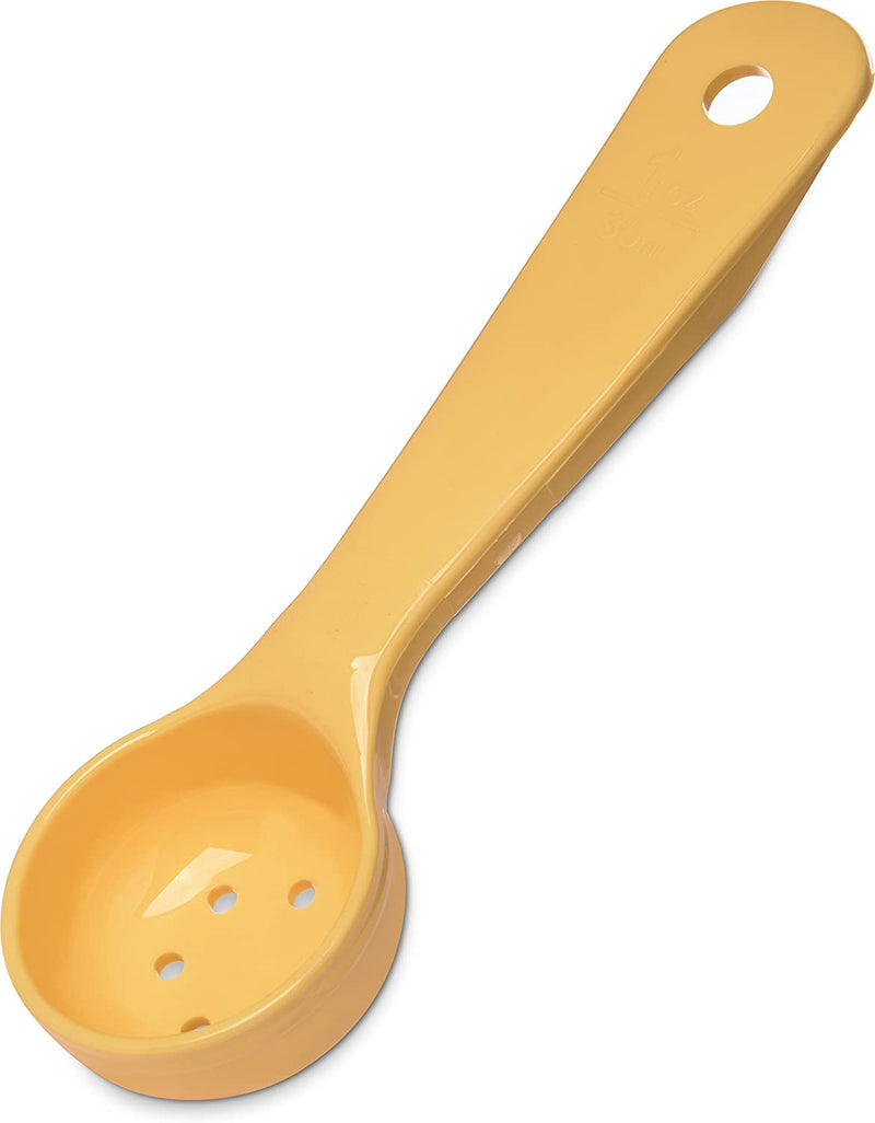 Perforated Short Handle Portion Control Spoon, 1 oz, Yellow