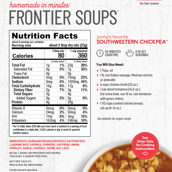 Jonny's Favorite Southwestern Chickpea Soup Mix - Gluten Free