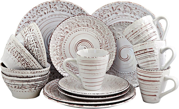 Elama Malibu Sands 16-Piece Dinnerware Set in Shell