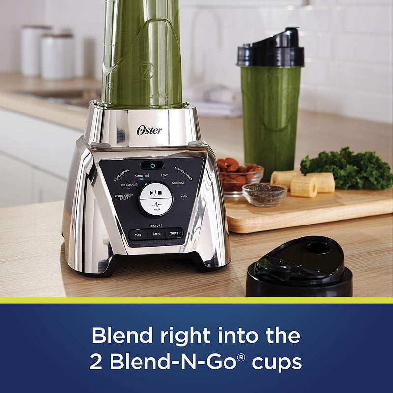 Oster 1200 Watt Pro Blender with Texture Select Settings and 2 Blend-n-go Cups