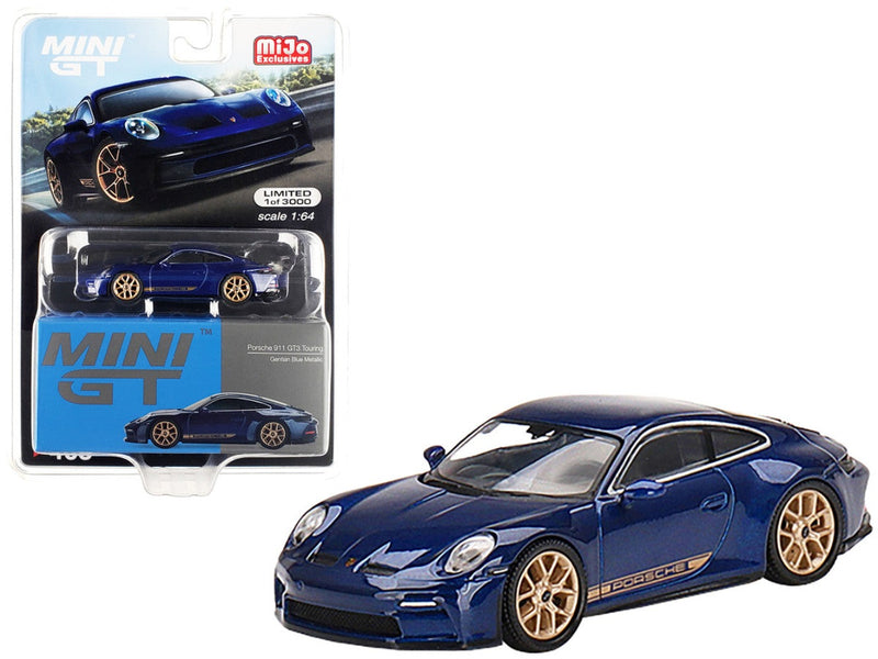 Porsche 911 (992) GT3 Touring Gentian Blue Metallic Limited Edition to 3000 Worldwide 1/64 Diecast Model Car by True Scale Miniatures