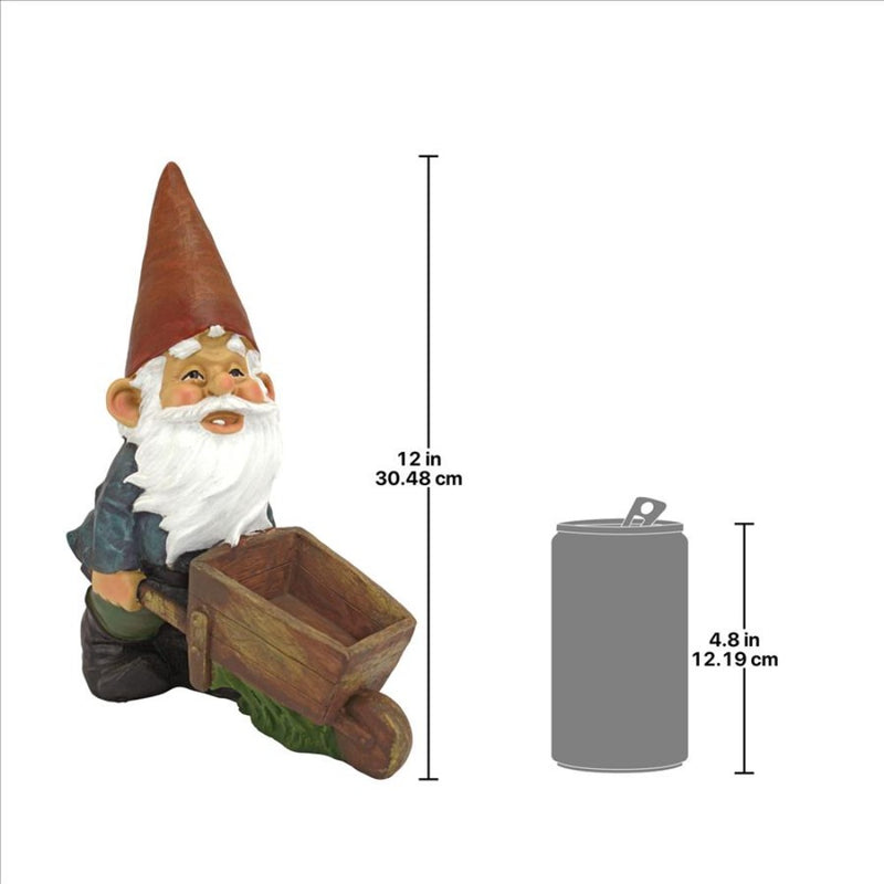 Wheelbarrow Willie Garden Gnome Statue