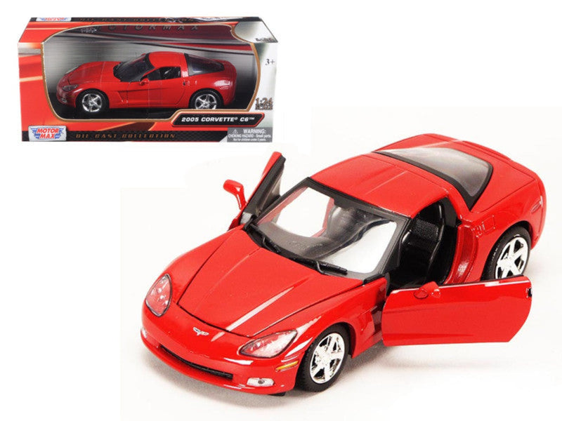 2005 Chevrolet Corvette C6 Coupe Red 1/24 Diecast Model Car by Motormax