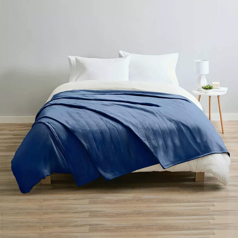 Sunbeam Twin Size Electric Fleece Heated Blanket in Blue