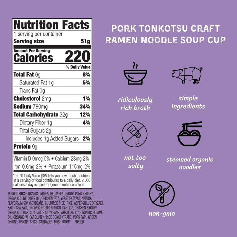 Pork Tonkotsu Ramen Noodle Soup Cup - Case of 6