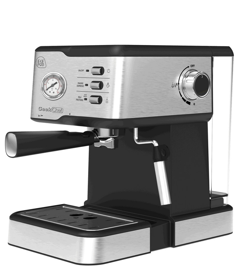 Geek Chef 20 Bar Pump Pressure Coffee Espresso Machine - Silver