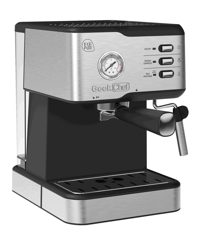 Geek Chef 20 Bar Pump Pressure Coffee Espresso Machine - Silver