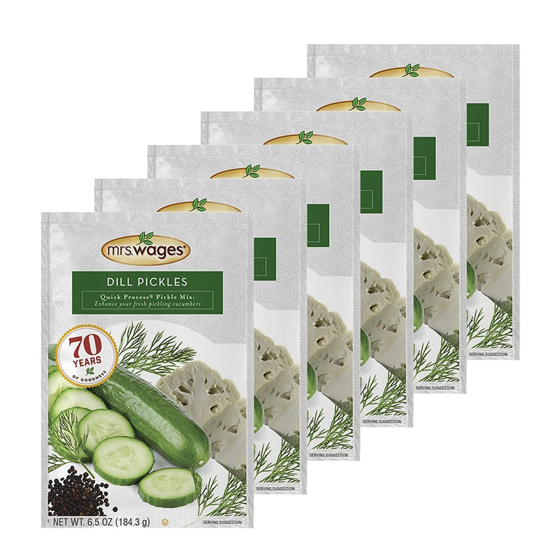 Mrs. Wages Quick Process Dill Pickle Mix for Fresh Pickling Cucumbers, 6.5 Oz (Pack of 6)