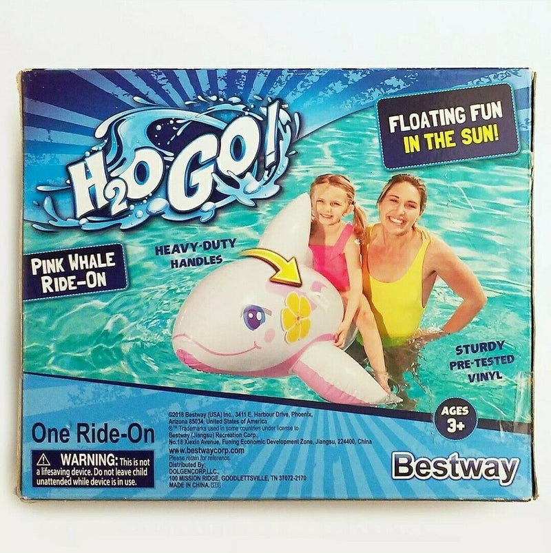 H2O Go Inflatable PINK WHALE RIDE-ON